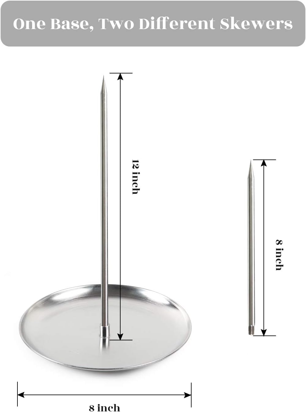 Pincho vertical bras. acero inox asar carne filete salchicha