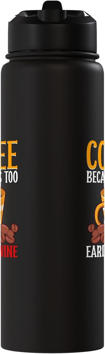Botella de agua acero inoxidable aislada para amantes del café