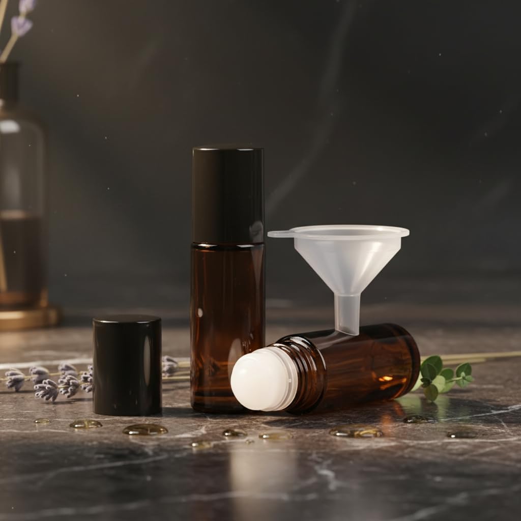 2 Botellas Vidrio Ámbar Recargables para Desodorantes y Perfumes