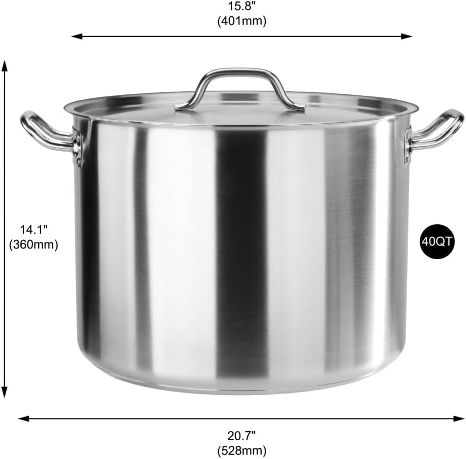 Olla Acero Inox 18/8 40qt Con Tapa