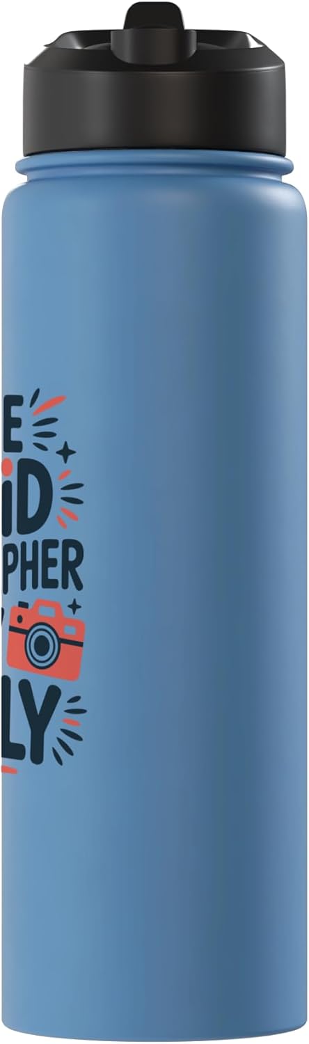 Botella agua acero inox aislada para fotografía familiar