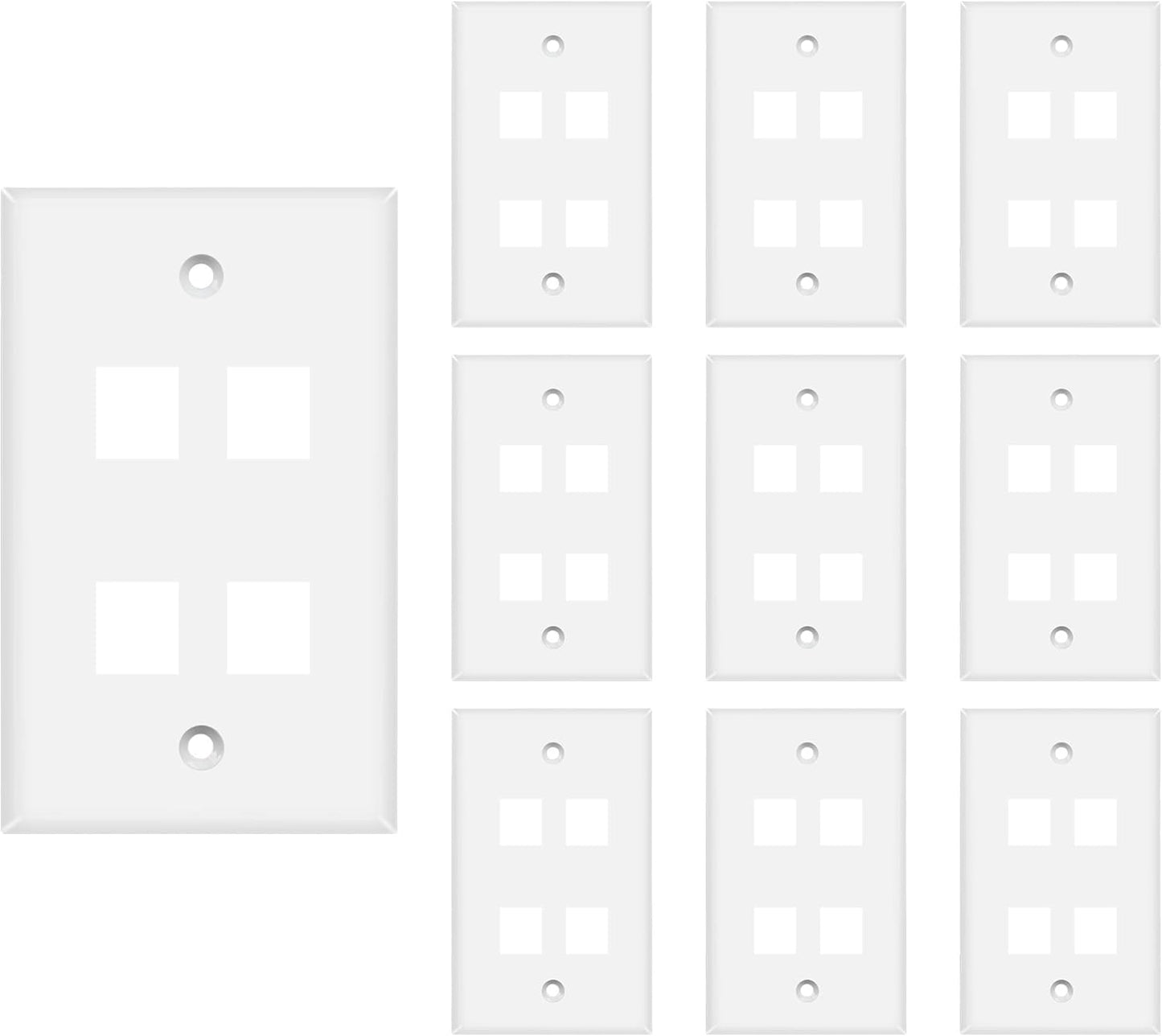 Pack 10 Placas Pared Keystone 4 Puertos Blanco