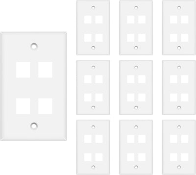 Pack 10 Placas Pared Keystone 4 Puertos Blanco