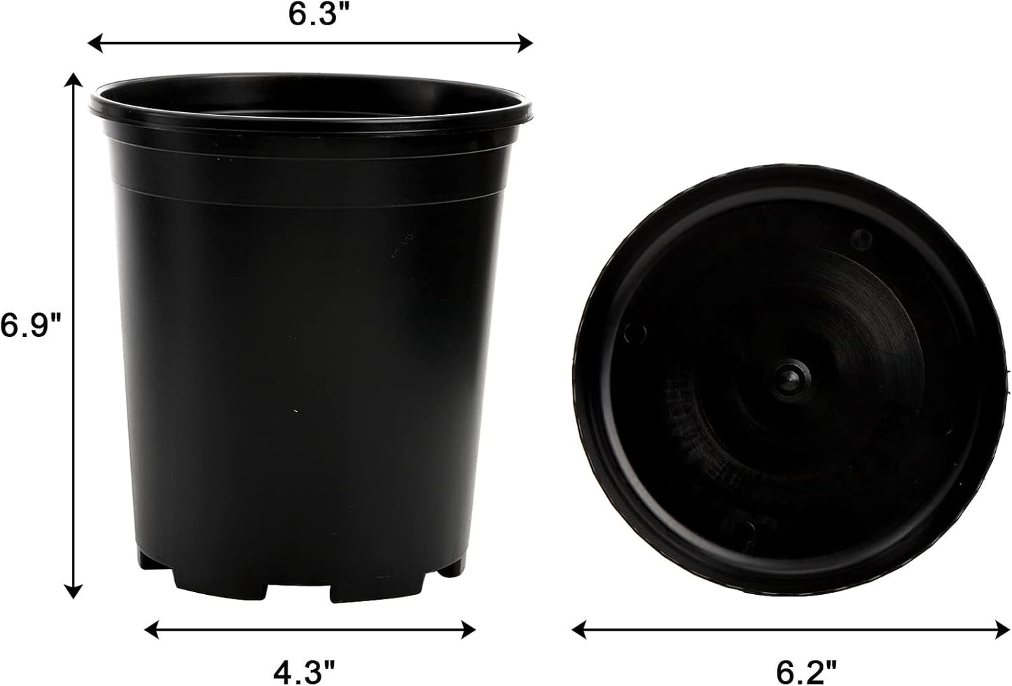 10 Macetas 1gal Duraderas Jardín con 10 Paletas Negro