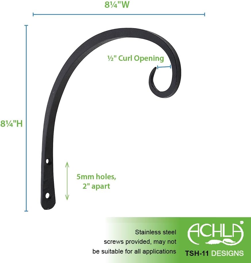 Gancho pared Downcurled 9pulg negro
