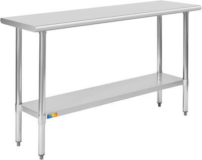 Mesa Acero Inox 18x60pulg Estantería Inferior Cocina Comercial