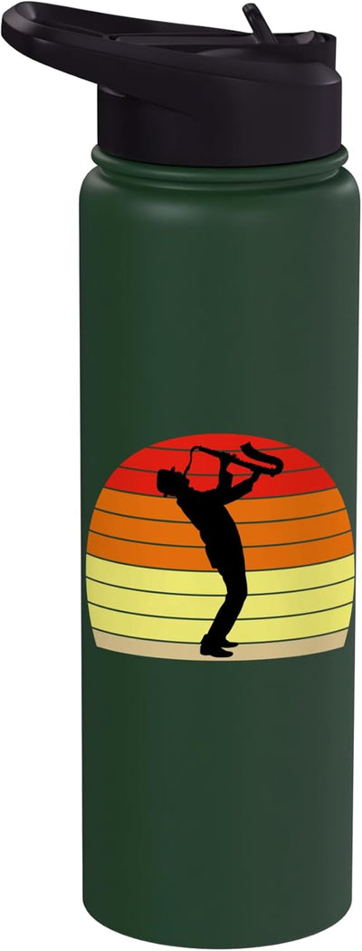 Botella térmica acero inox para saxofonista retro
