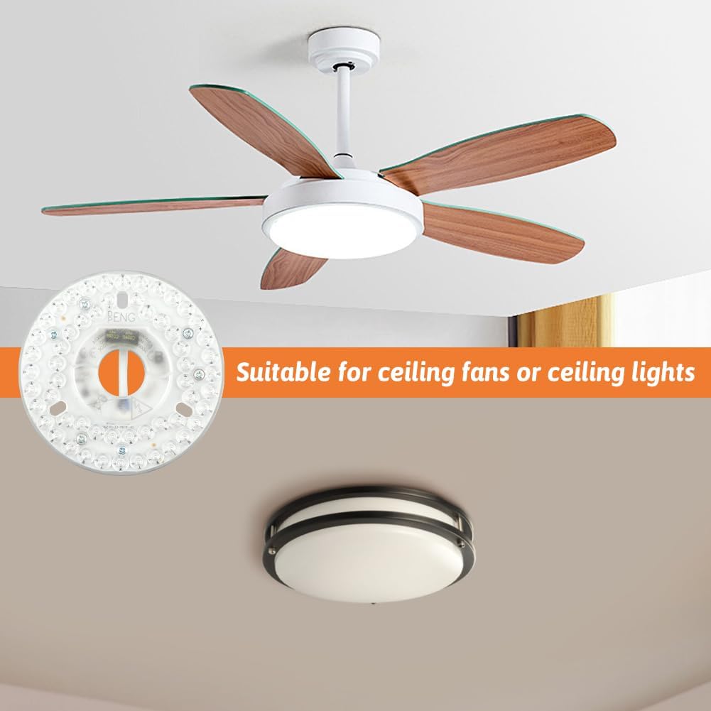 Kit luz LED ventilador techo 4.92pulg regulable 14W 3CCT