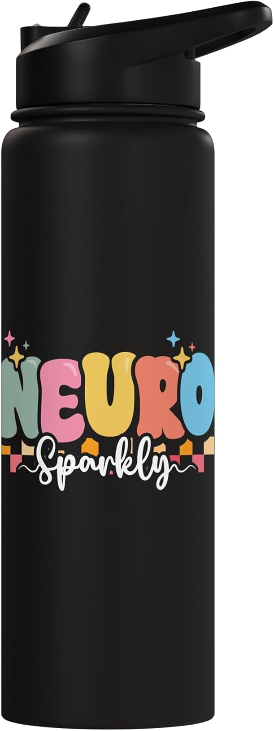 Botella de agua acero inoxidable aislada para neurodiversidad y autismo