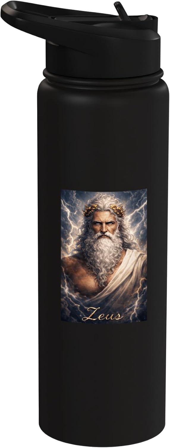 Botella de agua acero inoxidable Zeus Portrait aislada