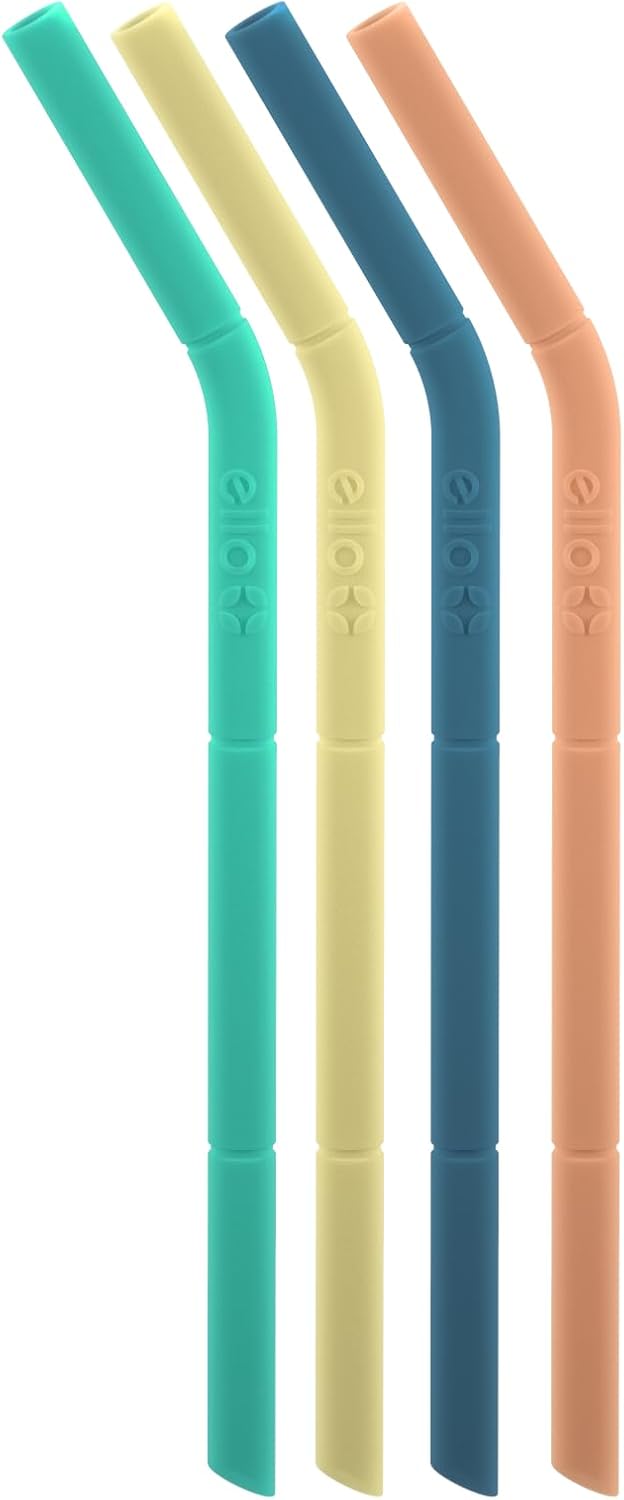 6 Popotes Silicona Reutilizables con Funda Plegable y Cepillo