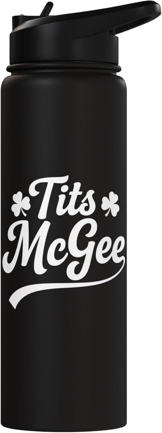 Bottella de agua acero inoxidable aislada con humor shamrock