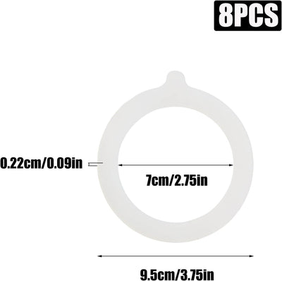 8 Sellos Goma Vidrio 3.75pulg Boca Ancha Almacenamiento Alimentos
