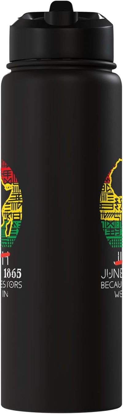 Botella de agua acero inoxidable aislada para adultos y niños con mapa de Africa