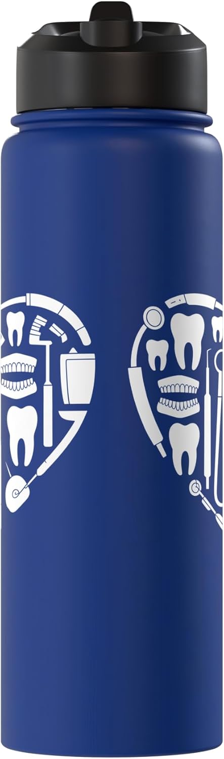 Set de instrumentos dentales de acero inoxidable con botella de agua aislada