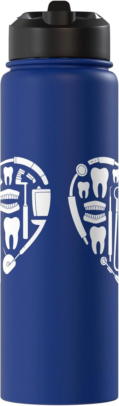 Set de instrumentos dentales de acero inoxidable con botella de agua aislada