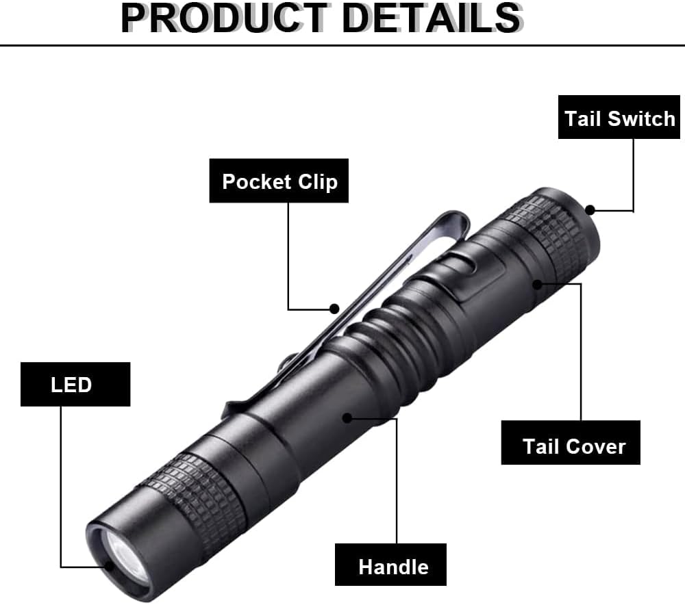 3 Pack Linterna LED Bolsillo Mini Impermeable Exteriores