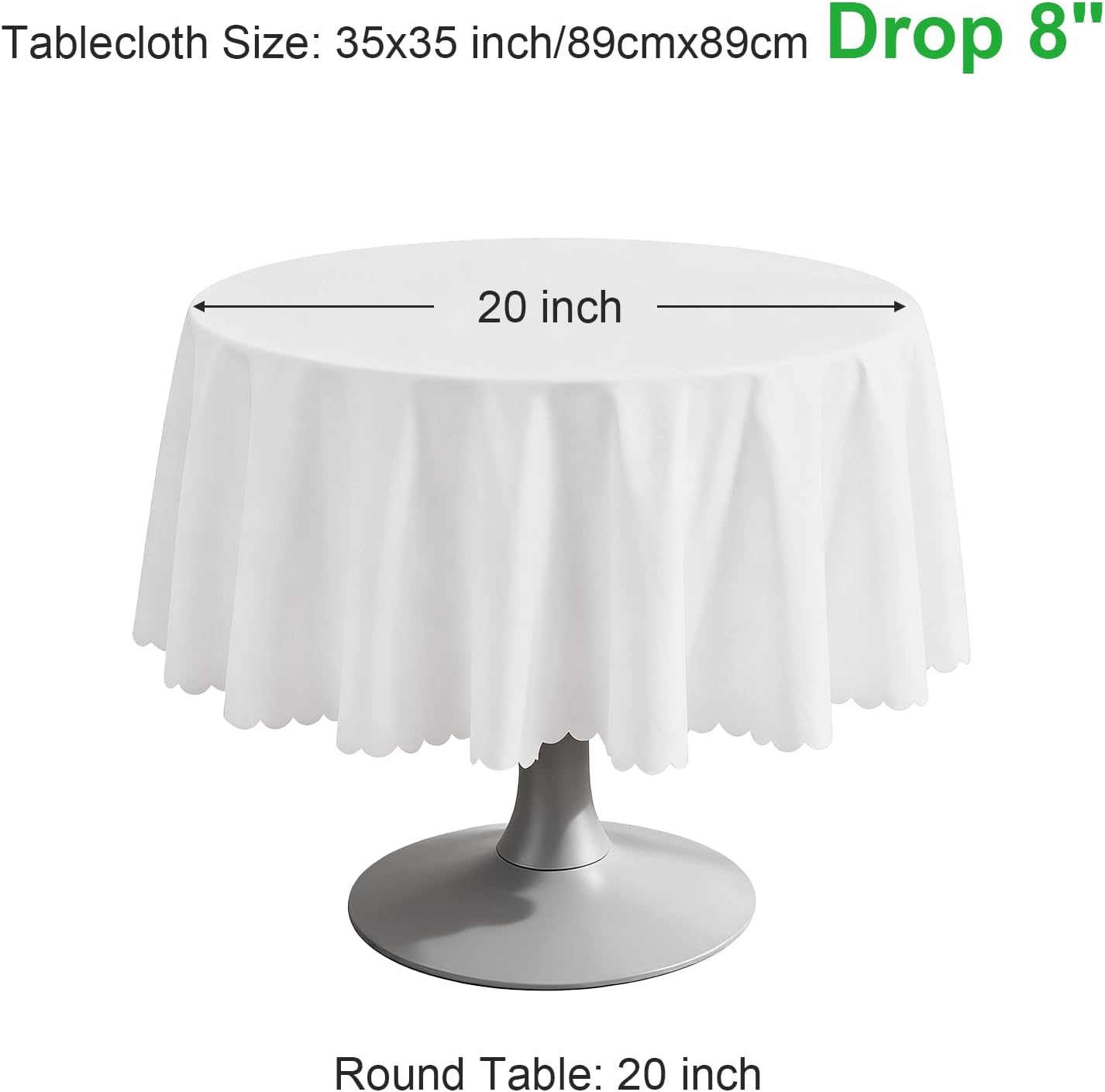 Mantel redondo de poliéster 36 pulgadas color blanco suave y resistente