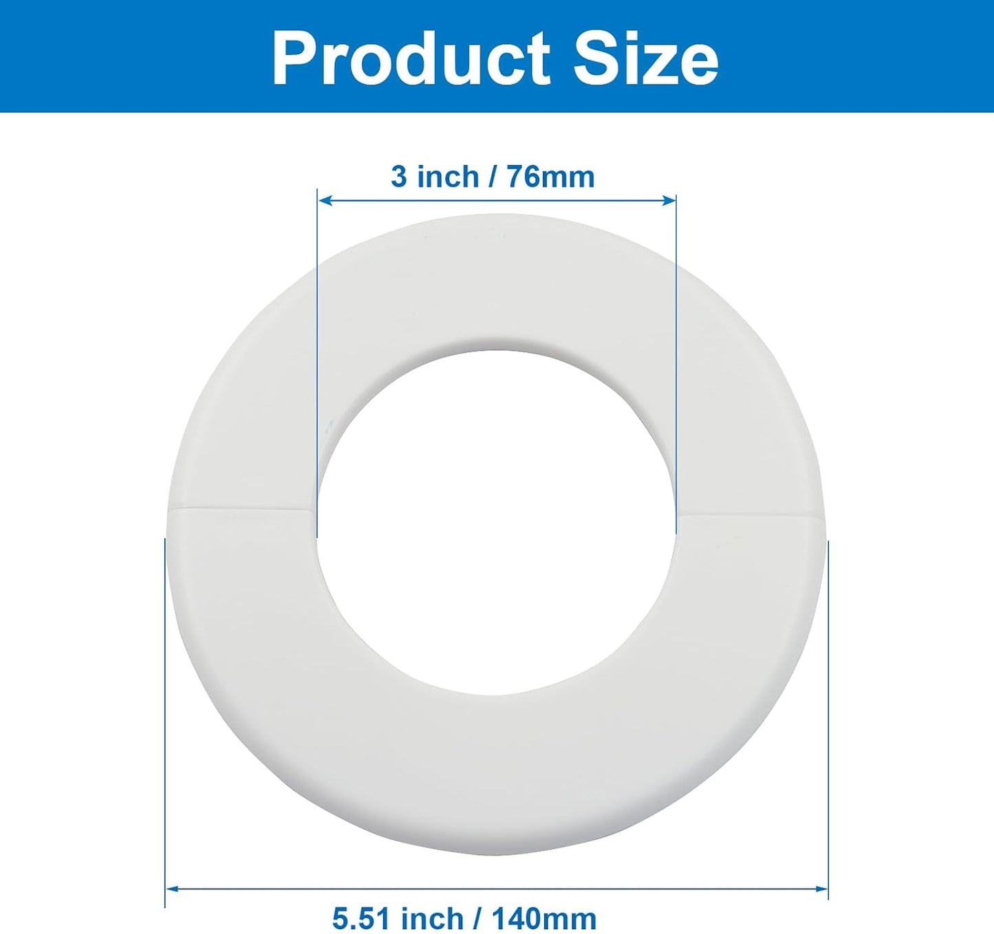 2 Pzas Placa Escutcheon Adhesiva para Tubos 75mm ABS Blanco