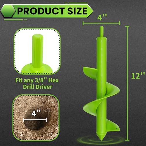 Broca jardín 4x12pulg excavadora poste taladro 3/8 pulg