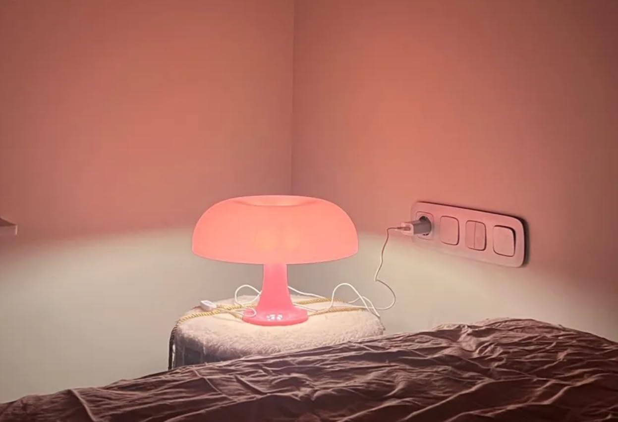 Lámpara de hongo rosa moderna para dormitorio 2700K