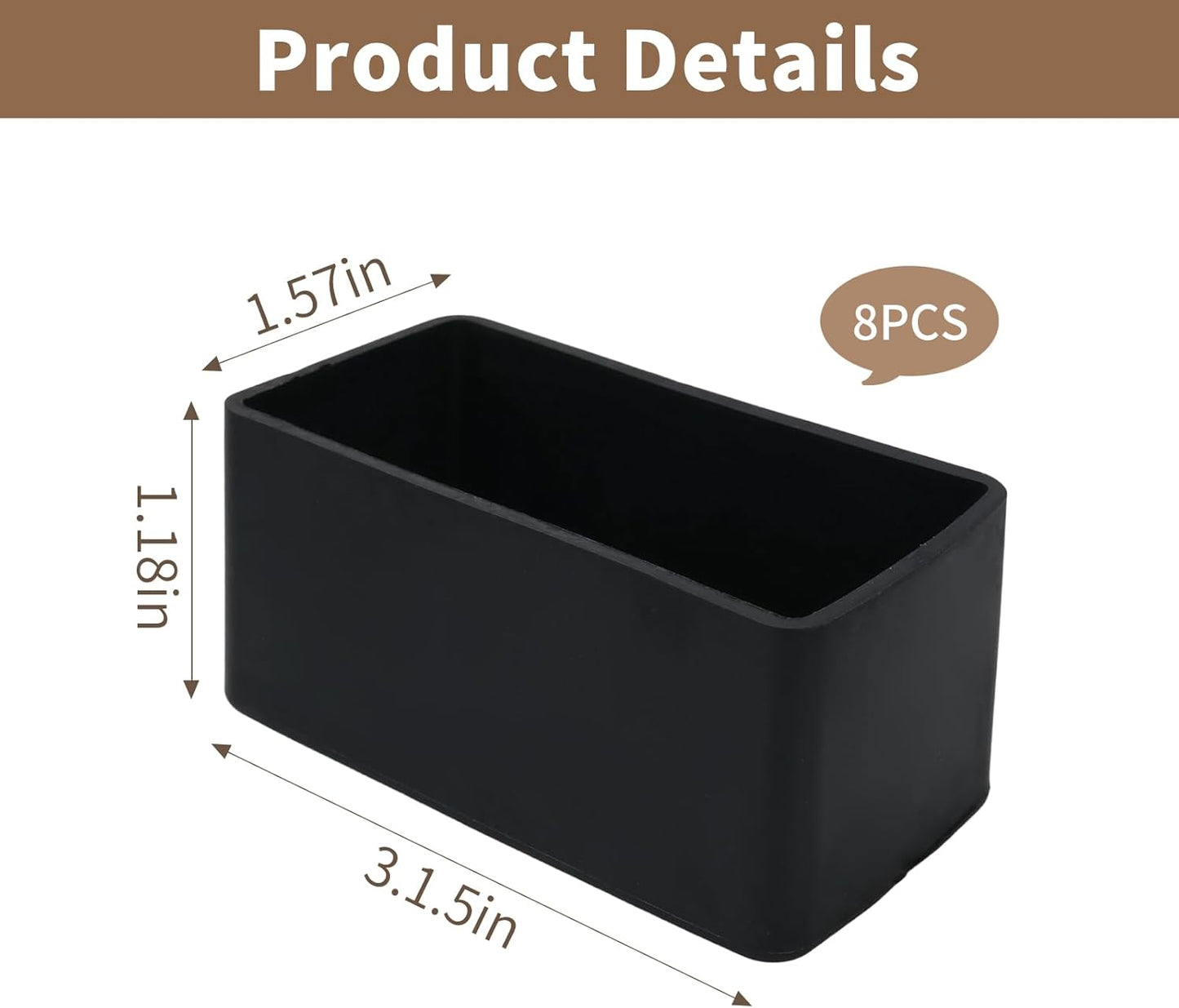 Tapas poste madera 2x4 PVC negro 1.5x3.5 pulg impermeable