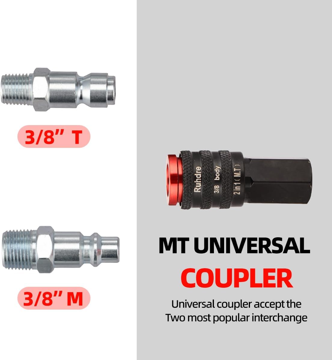 Accesorio aire 2en1 3/8" tipo M y T acero 300psi
