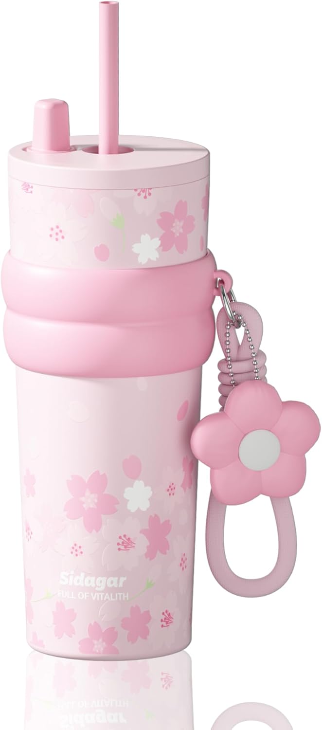 Vaso acero inox 24oz con popote térmico a prueba de fugas