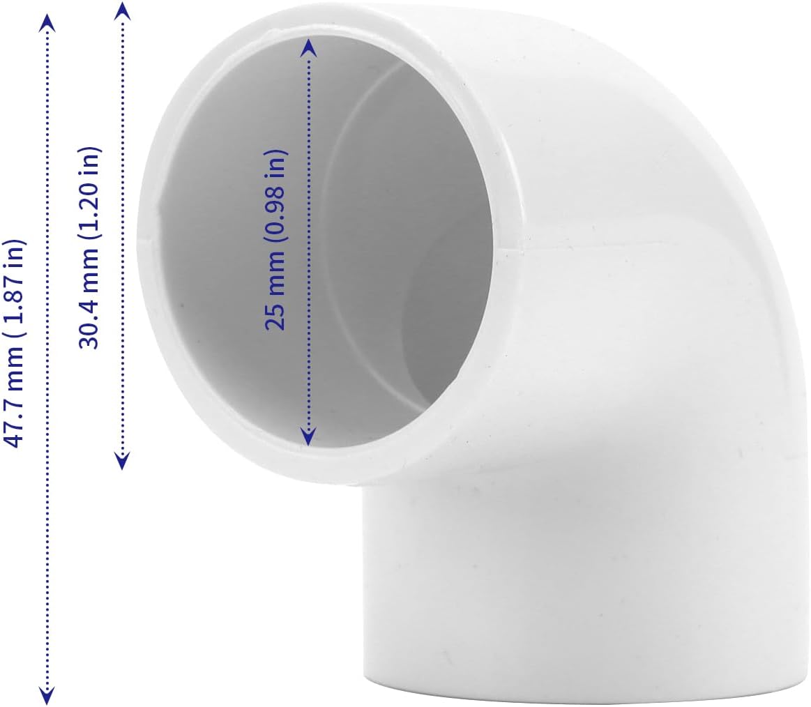 40 Pzas Codo PVC 3/4pulg 90 Grados Conector 2 Vias