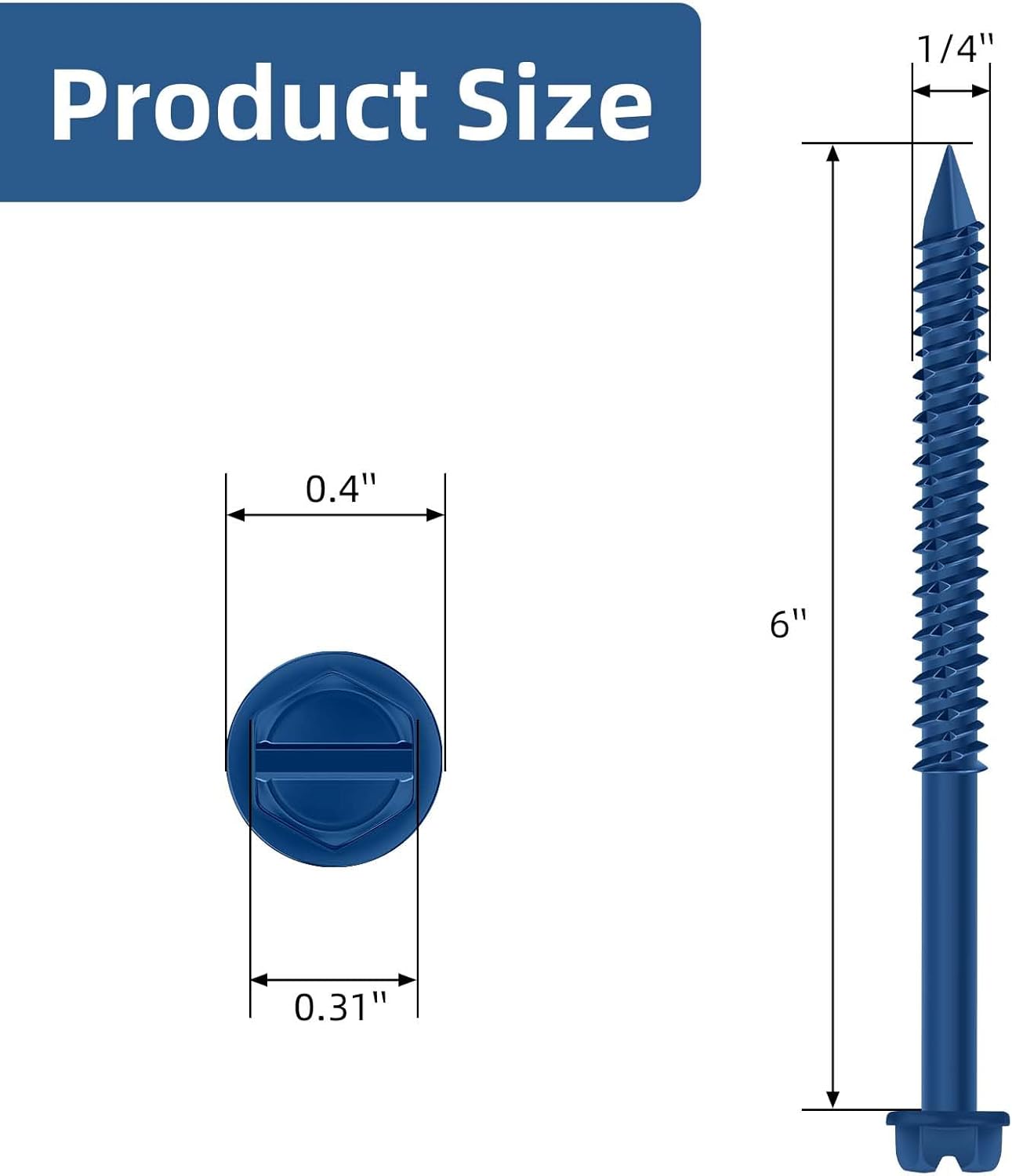 Kit anclaje hormigón hexagonal azul 1/4x6pulg 30uds