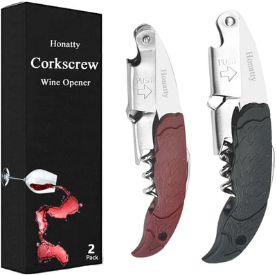 Sacacorchos manual profesional Honatty 3 en 1 con cortador de aluminio paquete de 2