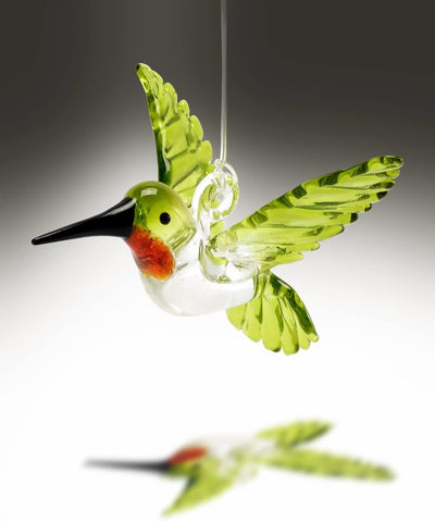 Adorno colibrí cristal verde colgante para árbol Navidad
