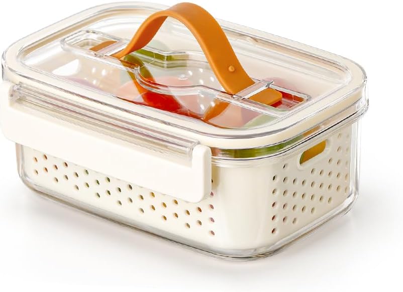 Contenedores portátiles para frutas 0.4 L con tapa hermética y colador