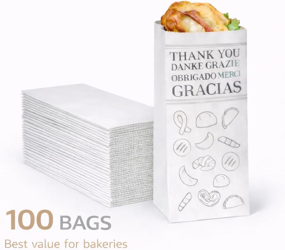 Bolsas papel resistente grasa 4lb 5.25x2.25x11pulg