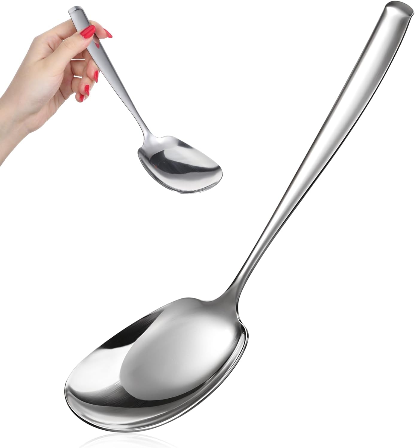 Cuchara de servir de acero inoxidable extragrande para bufé y cocina