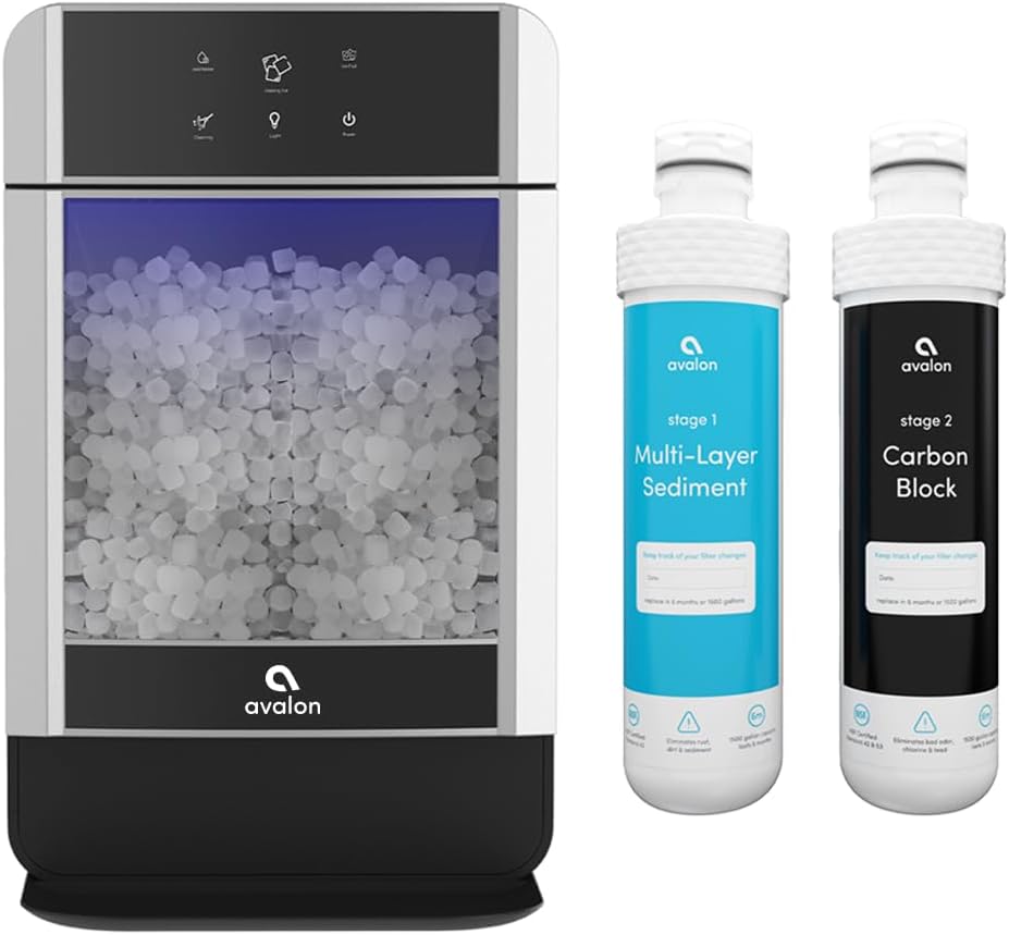 Máquina de hielo masticable Avalon de 38 libras por día con conexión a agua