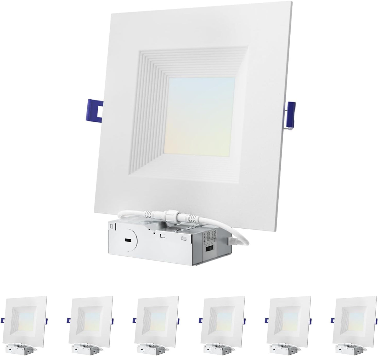 6 Luces LED empotrables cuadradas 6pulg 5CCT 2700K-5000K