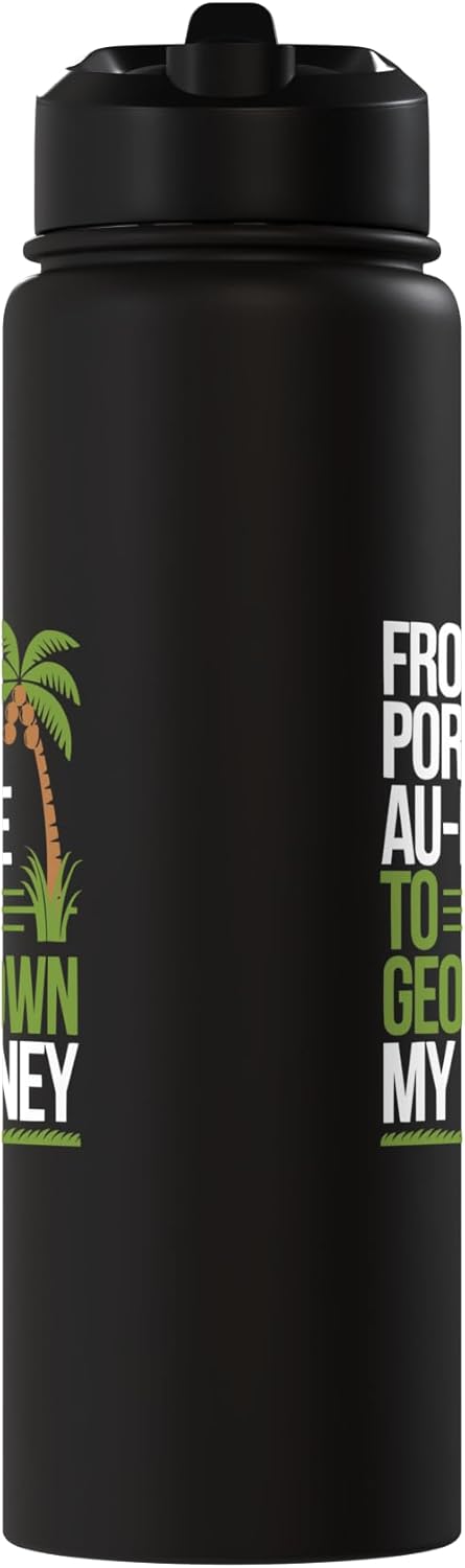 Botella agua acero inox aislada bandera Guyana-Haiti