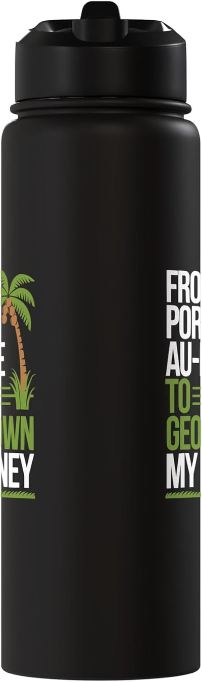 Botella agua acero inox aislada bandera Guyana-Haiti