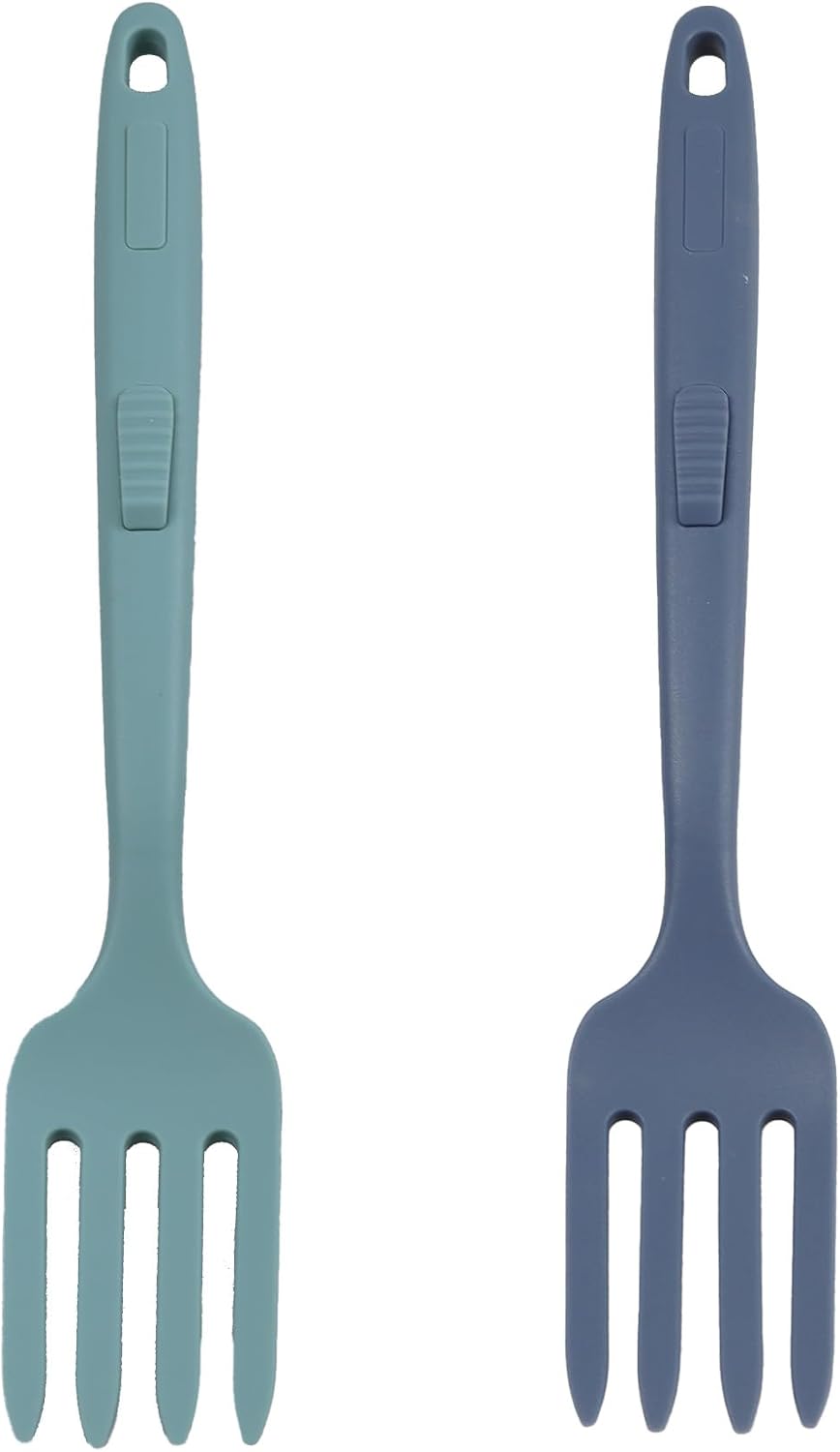 2 Tenedores Silicona 11.6pulg Antiadherente Cocina Azul