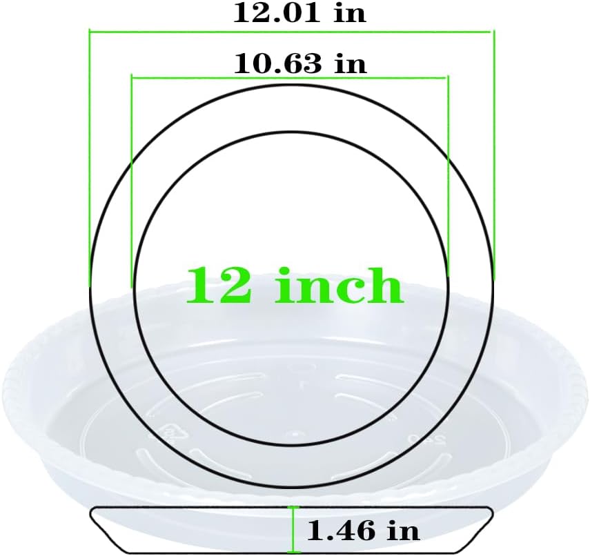 Platillo plástico transparente 12pulg set 6 para macetas interiores
