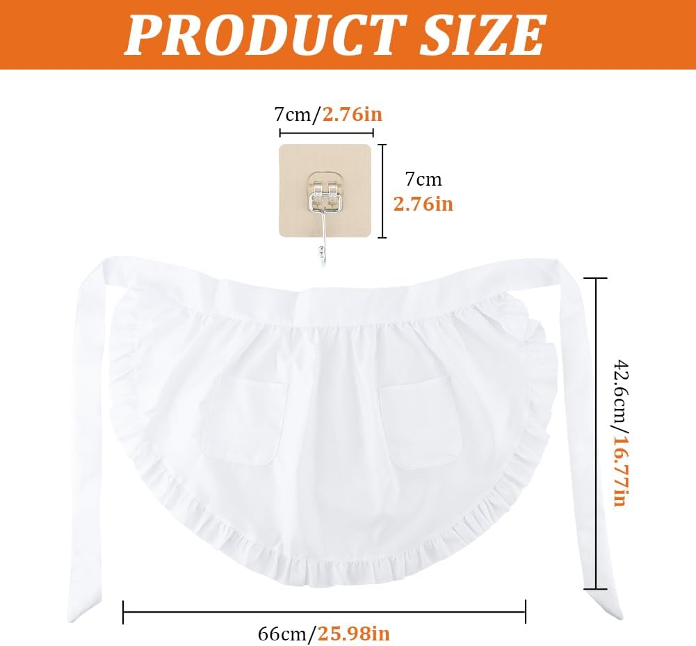 Delantal de cintura para mujer con bolsillos blanca