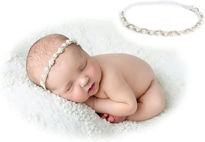 Diadema perlas accesorios foto recién nacido blanco