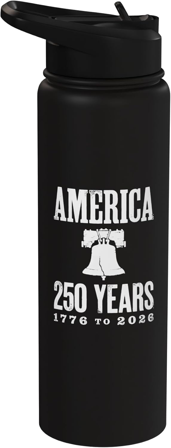Campana de la Libertad 250 años botella de agua aislada