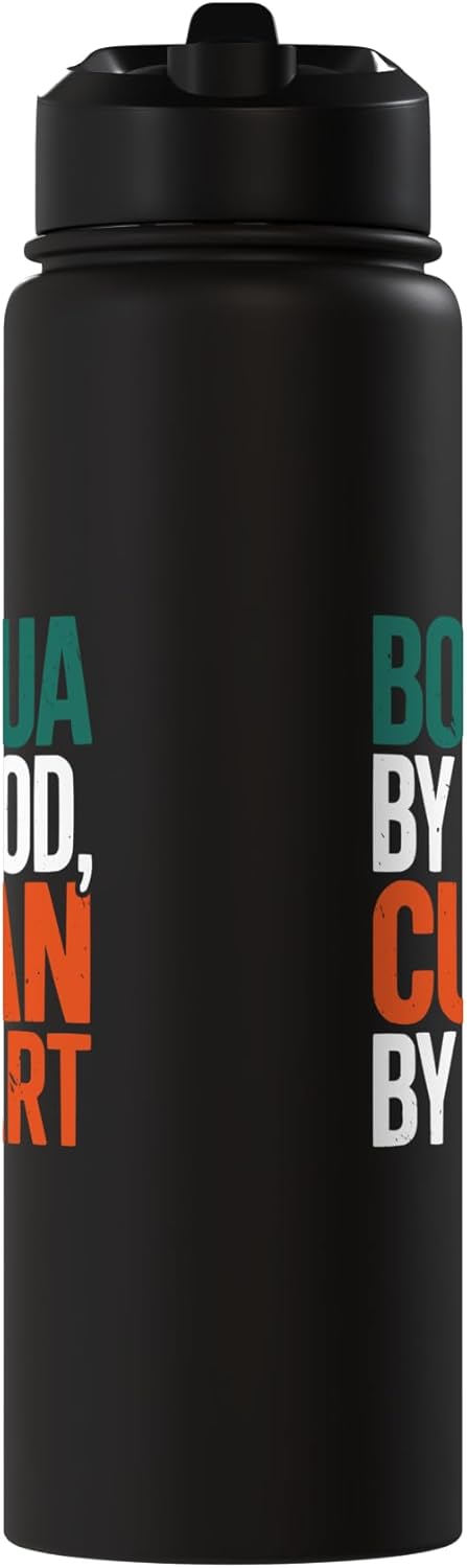 Botella de agua acero inoxidable con bandera de Puerto Rico y Cuba