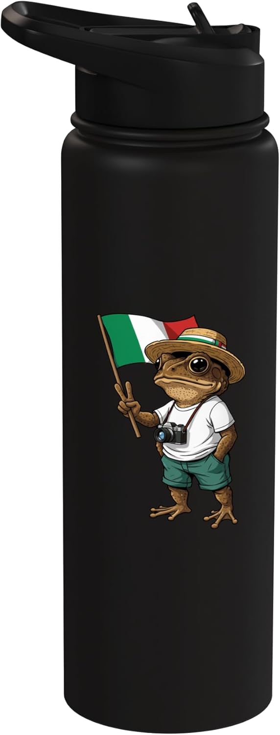 Botella de agua aislada bandera italiana acero inoxidable