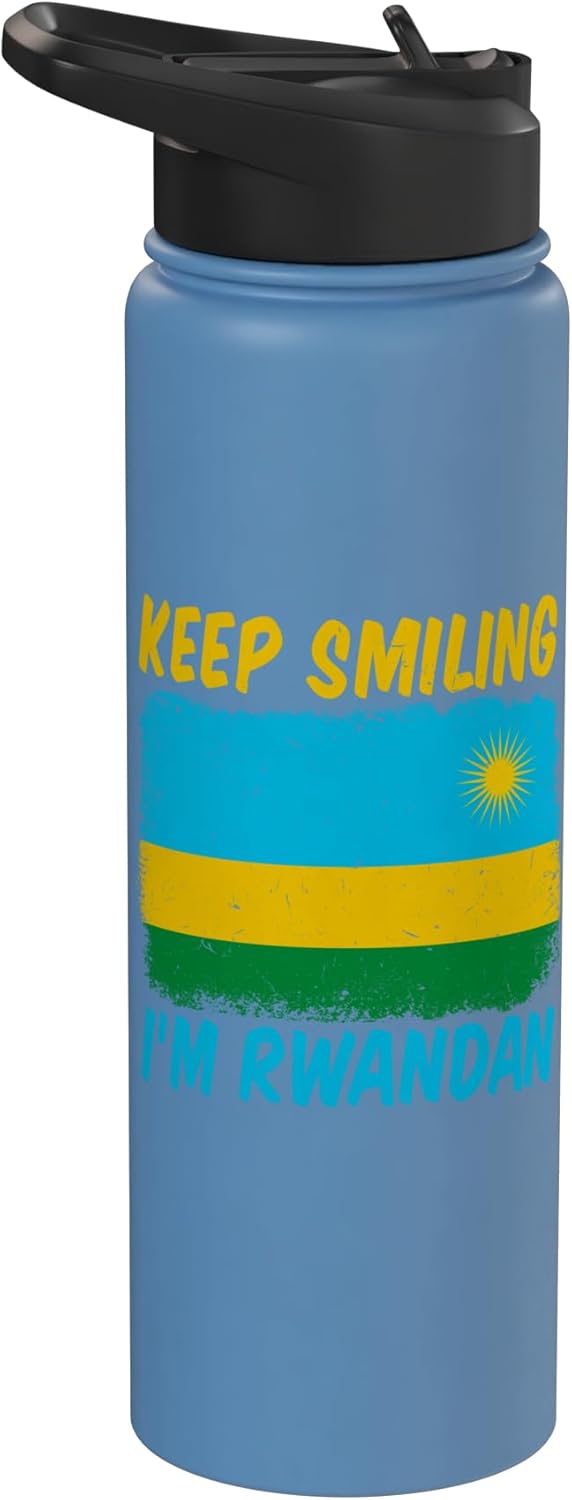 Botella de agua acero inoxidable con bandera de Ruanda