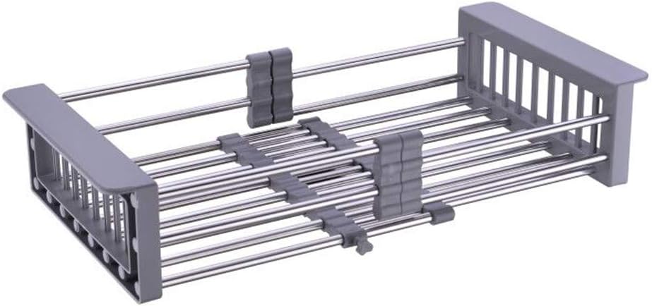 Escurridor de platos de acero inoxidable color gris expandible para encimera