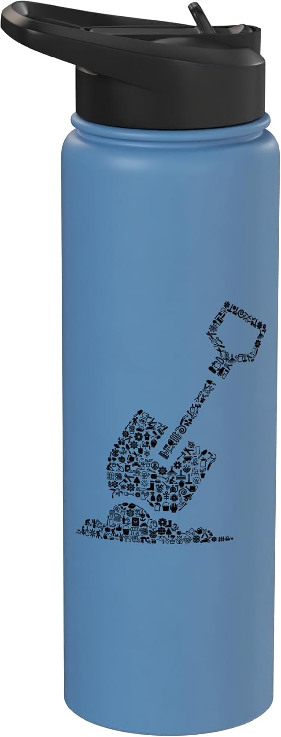 Botella de agua acero inoxidable aislada para jardinería