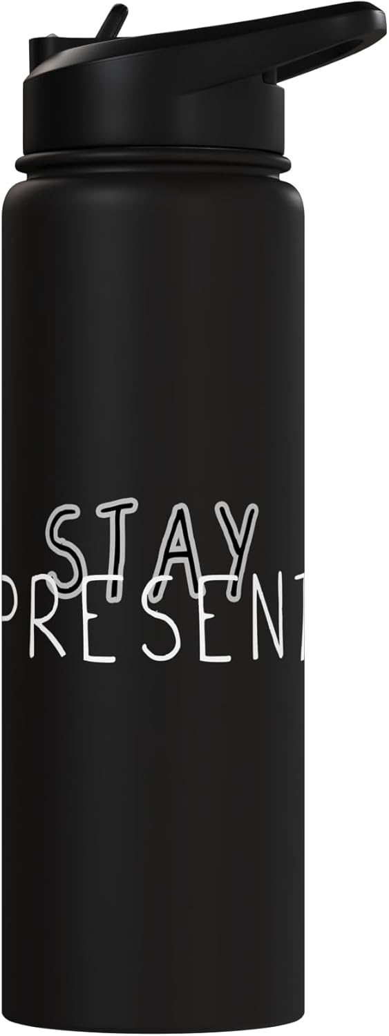Botella de agua acero inoxidable aislada mindfulness meditación yoga zen